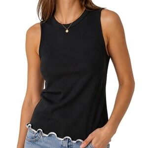 Veronica‎ Beard Black Ribbed Sleeveless Top Women's XL